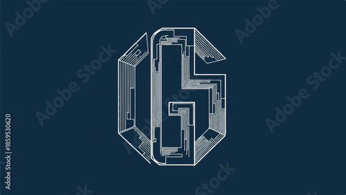 Geometric G Monogram Logo with Crystal Facets on a Deep Navy Background.