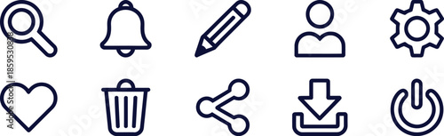 Modern interface icons for digital design and technology