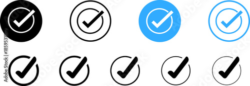 check box icon with correct, accept checkmark icons green tick box, check list circle frame - checkbox symbol sign