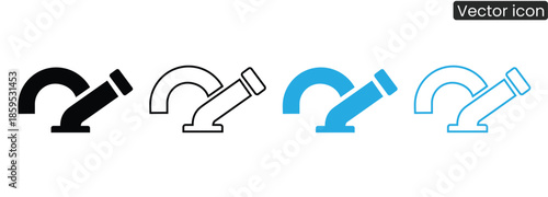 Collection of pipe icons in various colors and line styles for industrial designs