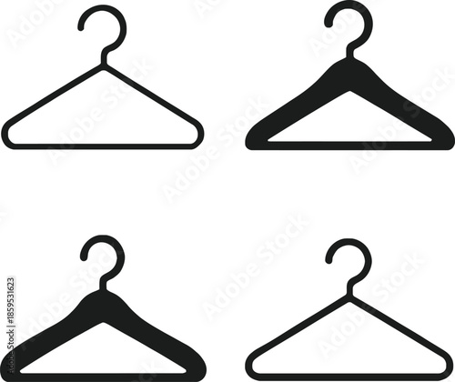 A single isolated wooden clothes hanger with a metal hook hangs on a white background as a vector illustration for fashion retail and wardrobe closet accessory objects