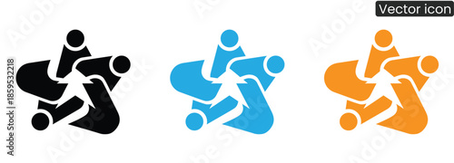 Set of colorful teamwork icons for business presentations and projects