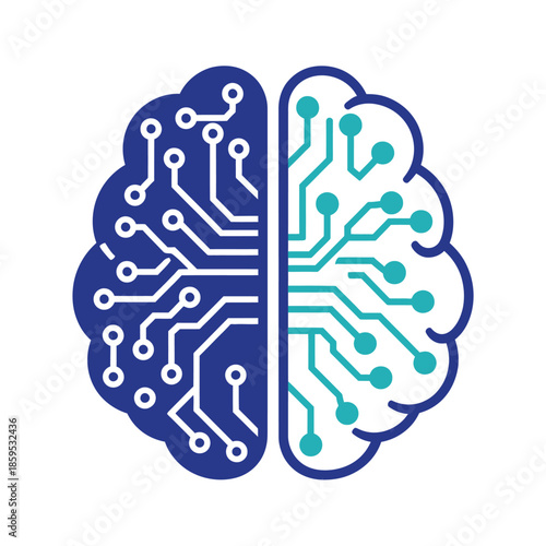 Digital Brain Circuitry Icon Representing Artificial Intelligence and Technology