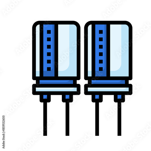 Electronic capacitor components flat illustration