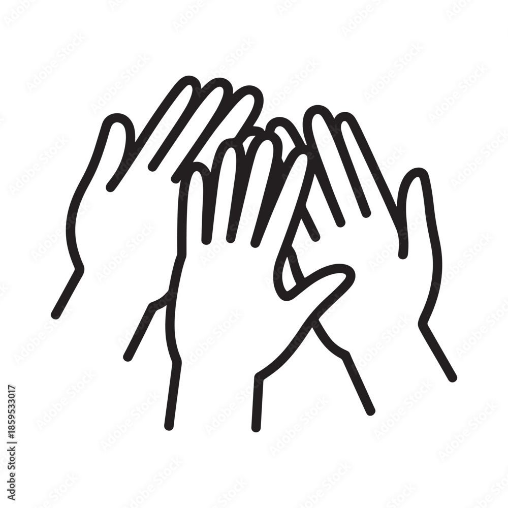 Fototapeta premium A simple black and white illustration of two hands clapping together