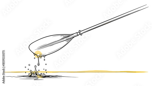 Dynamic paddle splash drawing with vibrant water ripples