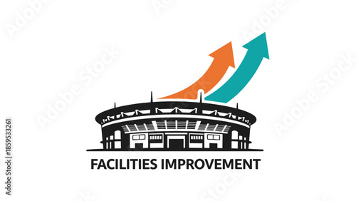 Stadium growth and development concept with upward arrows