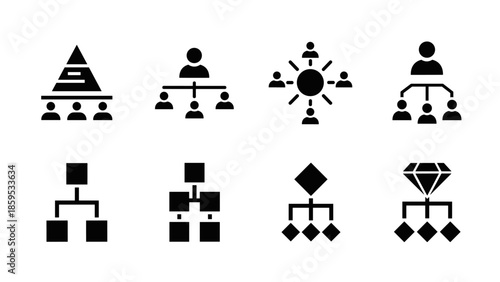 Collection of simple hierarchical diagrams and organizational structures