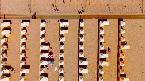 Aerial view of Praia da Baia beach in Espinho Portugal on a sunny summer day