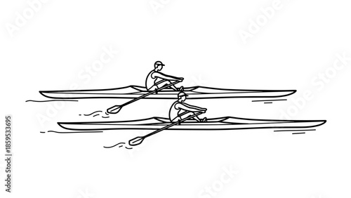 Racing kayaks: dynamic outline design of two rowers in action on water