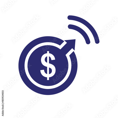 Wireless Money Transfer Icon with Dollar Sign
