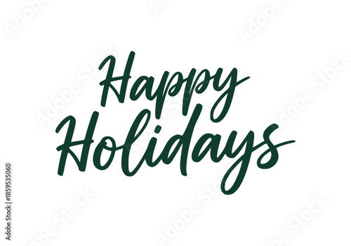 Happy Holidays Greeting Text in Dark Green Script Font