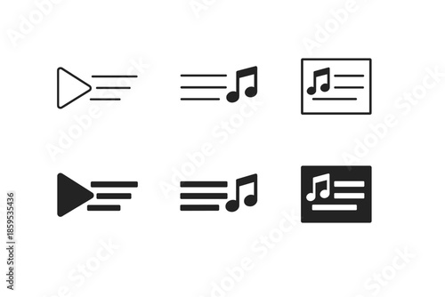 Play button and music note icons for media playback and audio