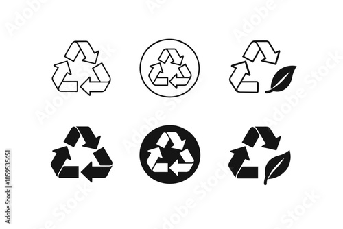 Recycle symbol icons set. Eco friendly and sustainability vector icons.