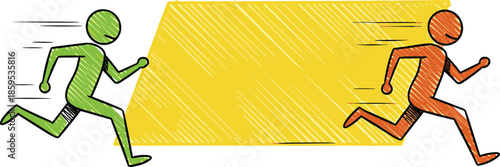 Business competition race illustration, fast growth and success challenge concept, goal achievement strategy, speed performance comparison, motivation leadership, flat vector design