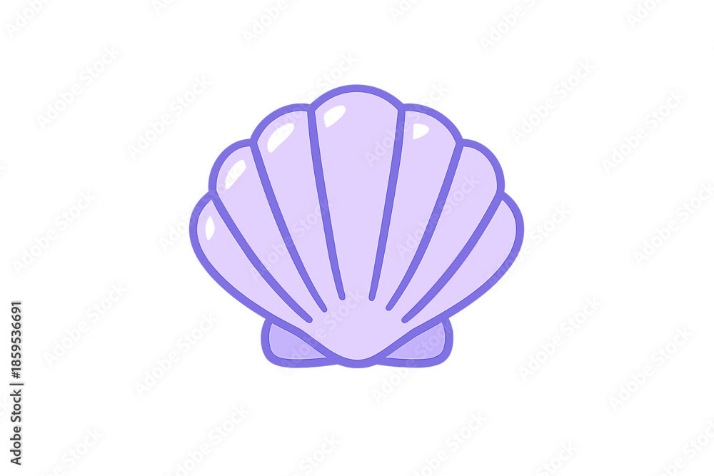 Fototapeta premium Glowing Seashell Icon on Gray Background