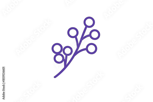 Purple berry branch icon on a grey background