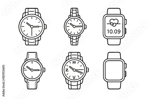 Collection of Icons Featuring Wristwatches and Smartwatches