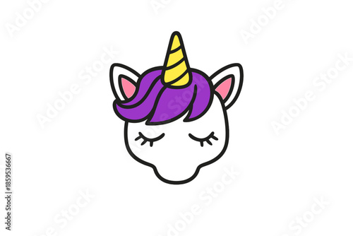 Cute Cartoon Unicorn Face