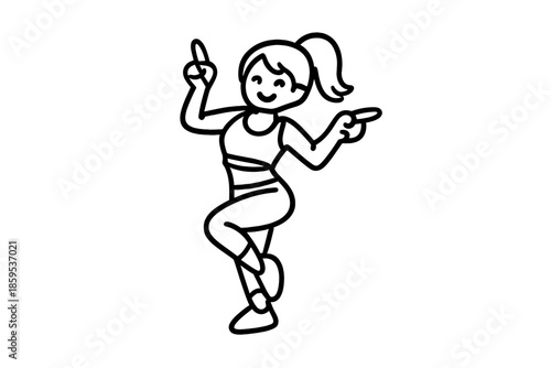Cartoon woman dancing with a ponytail