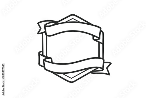 Ornate shield with ribbons and copy space