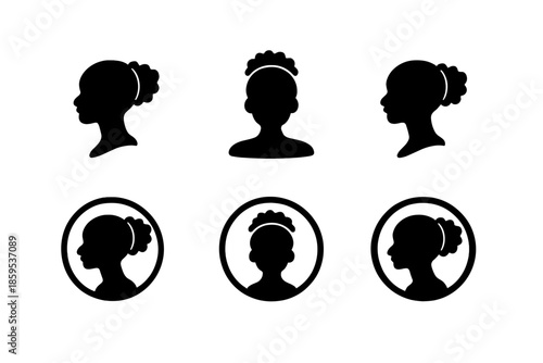 Black Silhouette Profile Icons on Dark Gradient Background