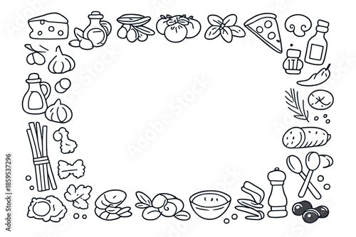 Food Ingredients Border with Empty Space