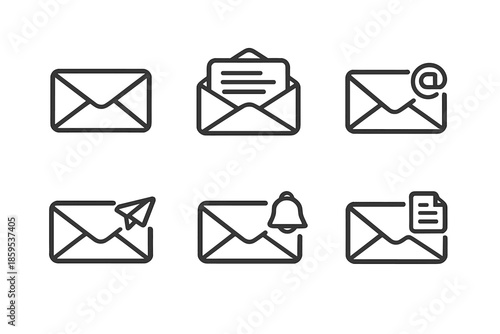 Email icons set on gradient background