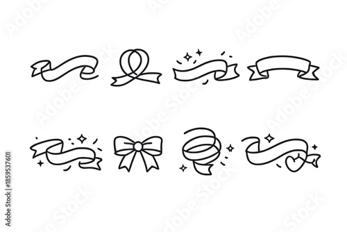 Set of festive ribbons and bows icons