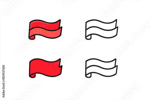 Ribbon icons in red and grayscale