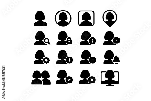User profile icons with various actions
