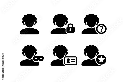Set of User Profile Icons with Status Indicators
