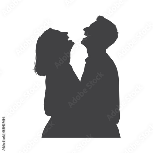 Illustration of silhouette of a romantic couple sharing a kiss on, valentine love silhouette vector