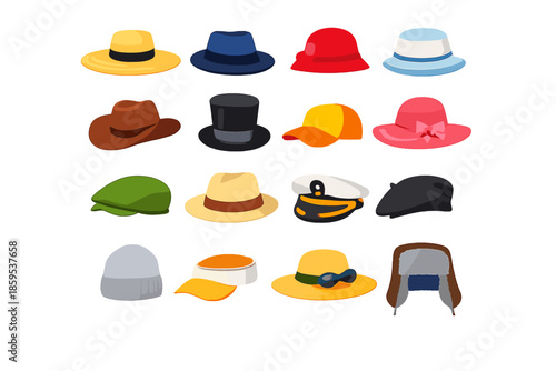 Collection of colorful cartoon hats