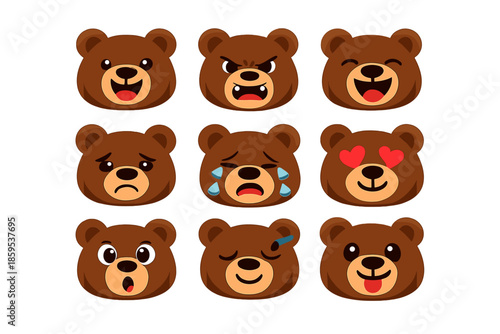 Cute Bear Emojis with Different Expressions