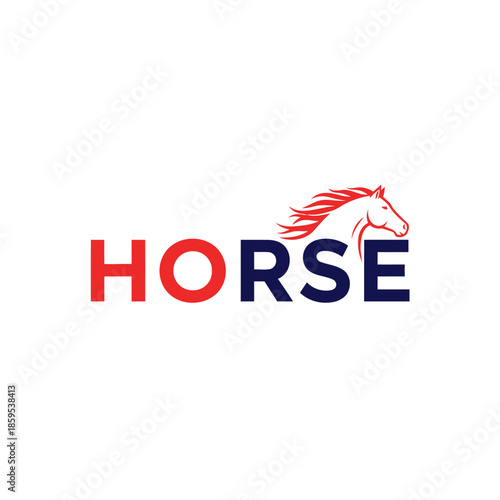 Modern Horse logo with red stallion head icon