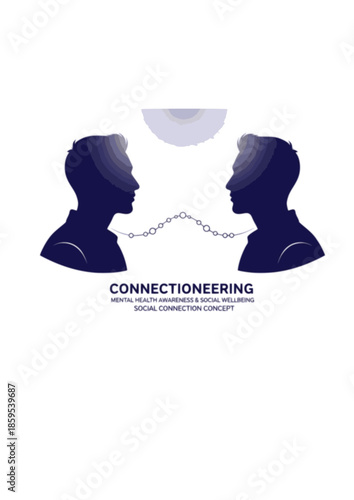 Connectioneering Silhouette of Two Friends in Quiet Conversation for Mental Health Awareness and Social Wellbeing Social Connection Concept Vector