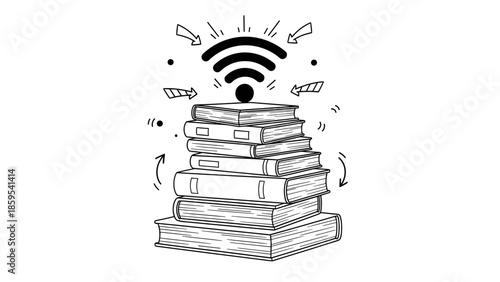 Stack of Books Tower Symbolizing Knowledge and Learning.