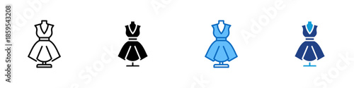 Fashion Dress Multiple Style Icon Design Vector - Elegant dress symbol representing fashion design, clothing, and style creation