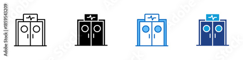 Emergency Room Multiple Style Icon Design Vector - Emergency hospital entrance symbolizing urgent care, trauma response, and critical medical treatment