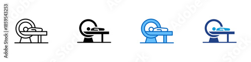 MRI Scan Multiple Style Icon Design Vector - Medical MRI scanner representing advanced diagnostics, imaging technology, and patient examination