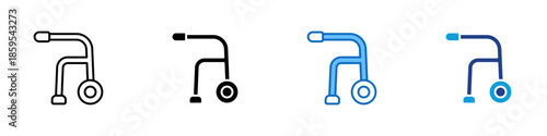 Walking Aid Multiple Style Icon Design Vector - Mobility assistance device representing elderly support, rehabilitation, and physical recovery