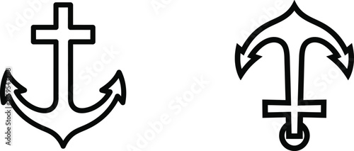 Anchor and trident symbols
