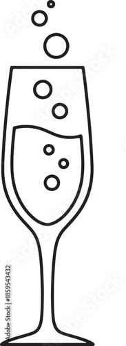 Champagne Glass Flute Silhouette Icon Vector Bubbles Wine Drink Alcohol Celebration Toast Logo Symbol Sign Illustration