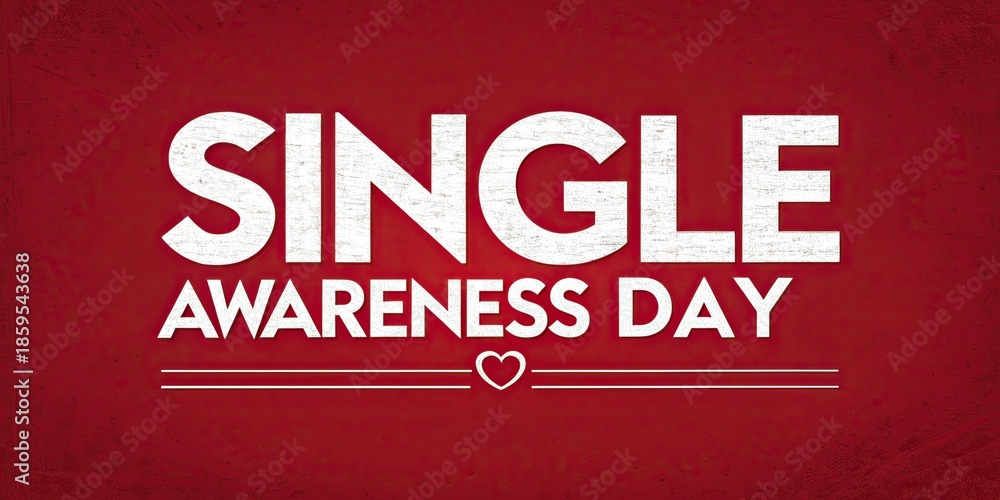 Fototapeta premium Single Awareness Day concept, lettering with hearts on red background romantic love concept.