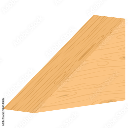 Isometric wooden ramp or wedge block isolated on white background.