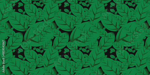 Seamless pattern of green leaf illustrations pattern digital artist hand made art