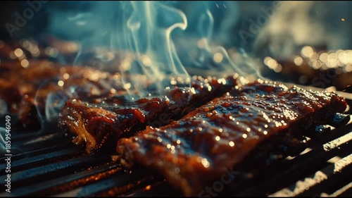 Bbq Ribs Glazed With Honey Sauce Smoke