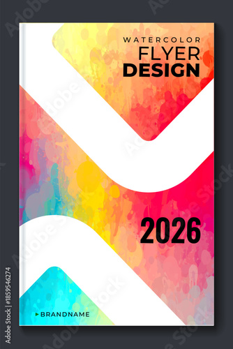 Colorful rainbow vector watercolor vertical backgrounds for poster, banner, book cover or flyer