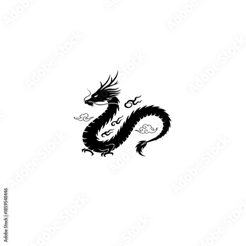 Wallpaper Mural Majestic Black Dragon Silhouette with Clouds. Torontodigital.ca